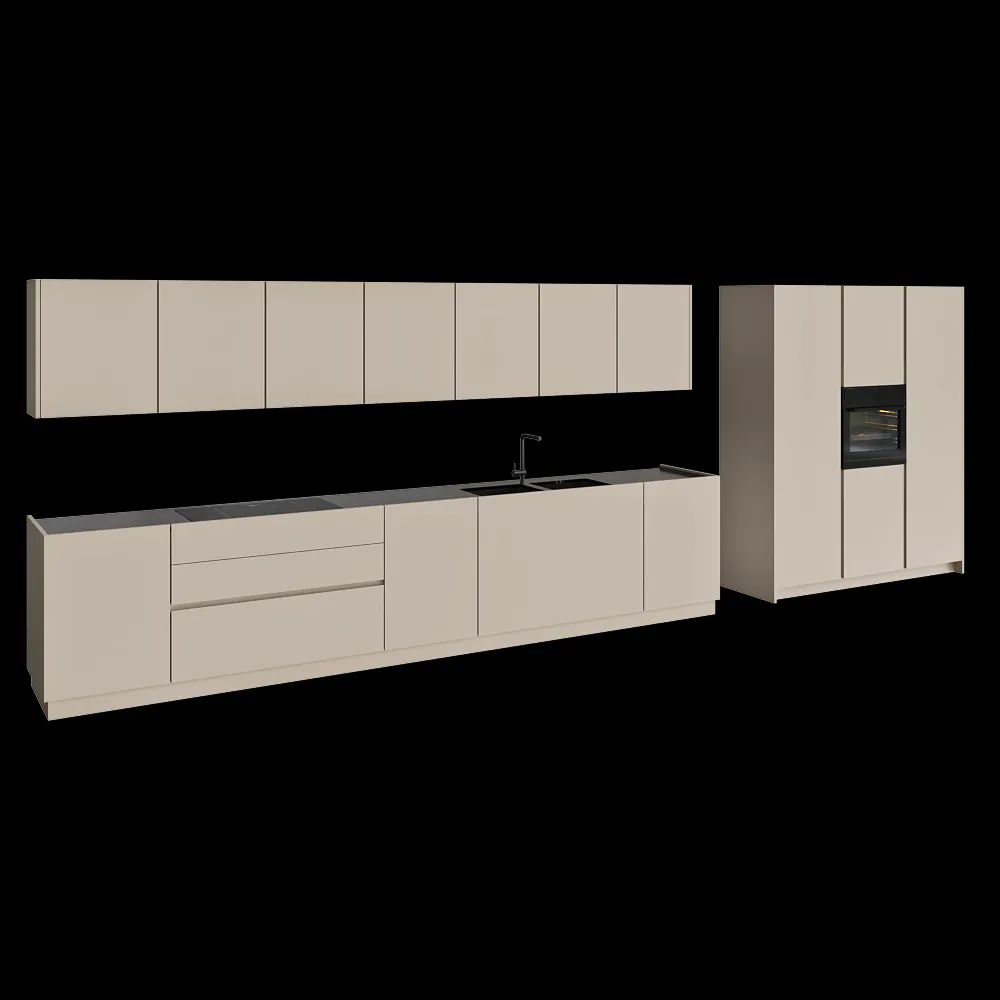TM Italia – Kitchen D90 Linear composition with bases wall units and columns 3ds Max