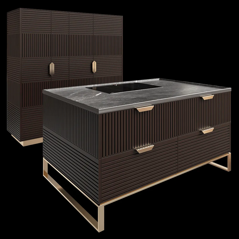 TM Italia – Kitchen MIUCCIA COMPOSITION OF DOUBLE ISLANDS AND COLUMNS 3ds Max