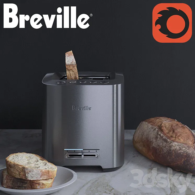 Toaster "Breville" with some bread 3DS Max
