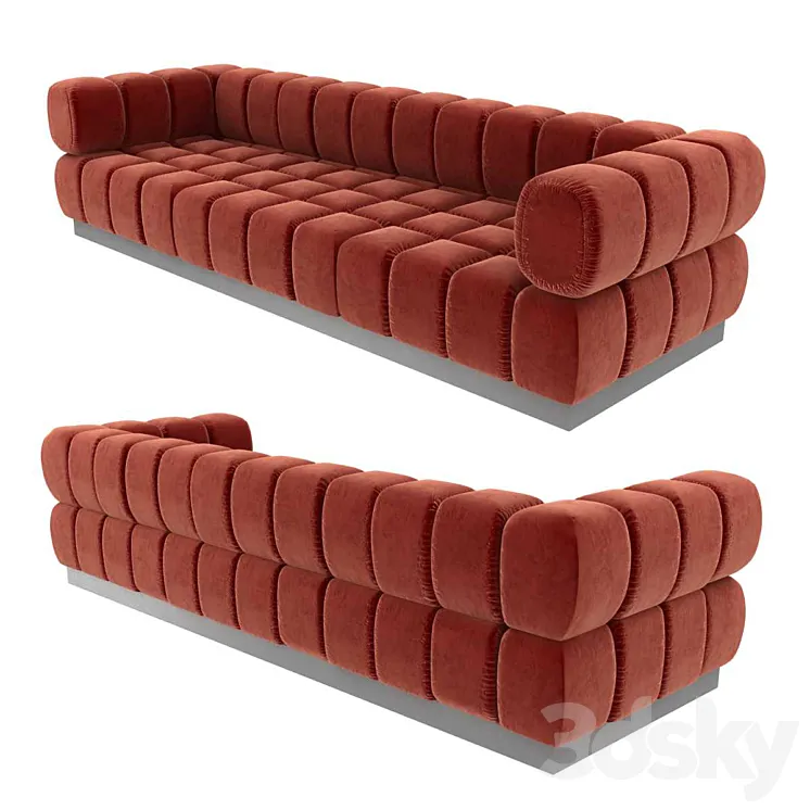 Todd Merrill custom original extended back sectional sofa in orange velvet 3DS Max