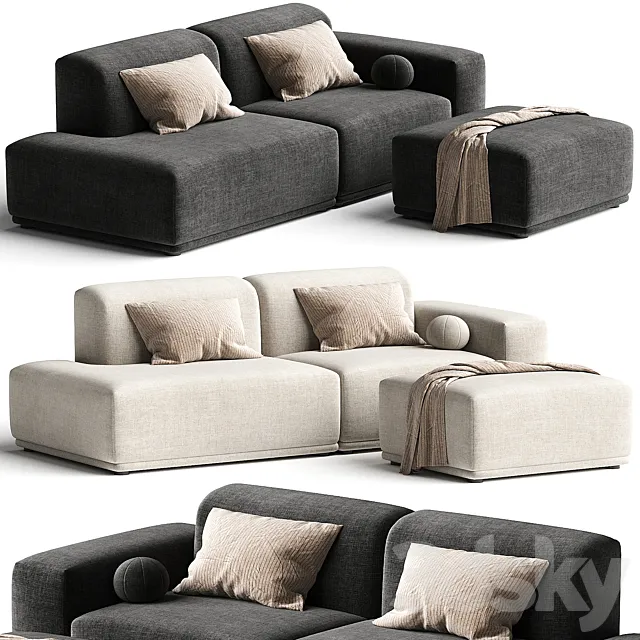 Todd Side Chaise Sofa with Ottoman 3ds Max