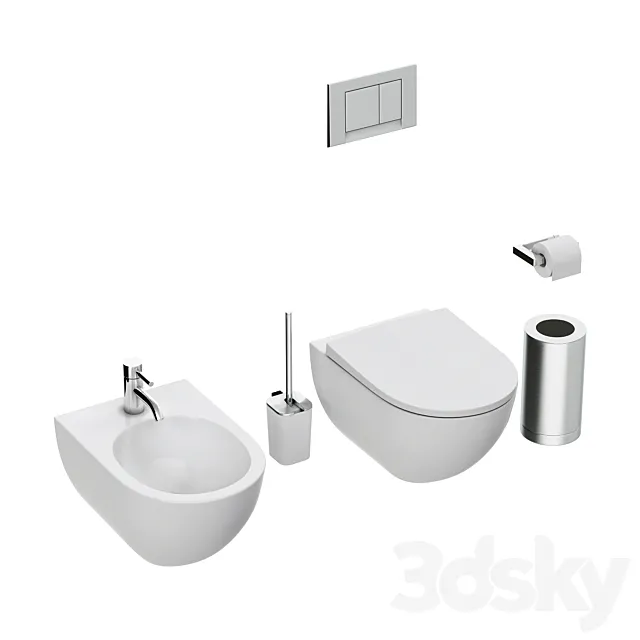 Toilet and bidet KERAMAG ACANTO 3DS Max Model