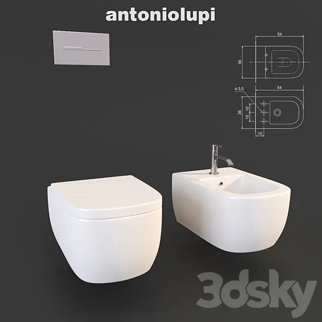 Toilet and bidet Komodo antonio lupi. Sink Segno and accessories sesamo Design Arkimera 3DSMax File