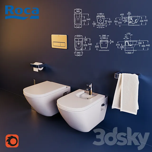 Toilet and Bidet Roca The Gap 3DSMax File