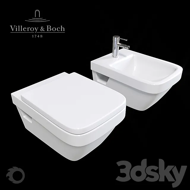 Toilet and bidet Villeroy & Boch Architectura. 3ds Max