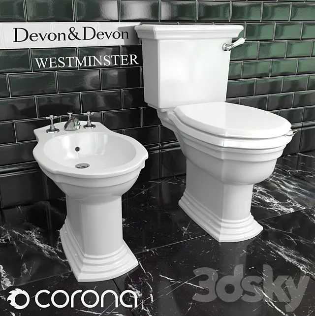 Toilet bowl and bidet Devon & Devon Westminster 3DSMax File