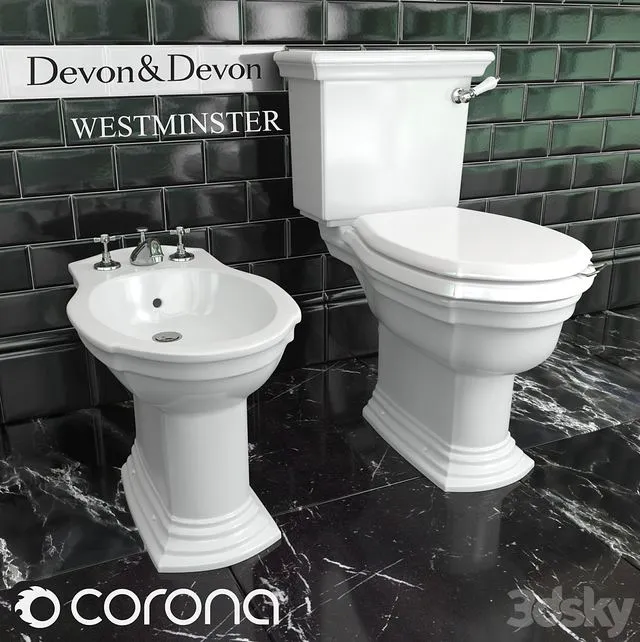 Toilet bowl and bidet Devon & Devon Westminster 3dsMax Model