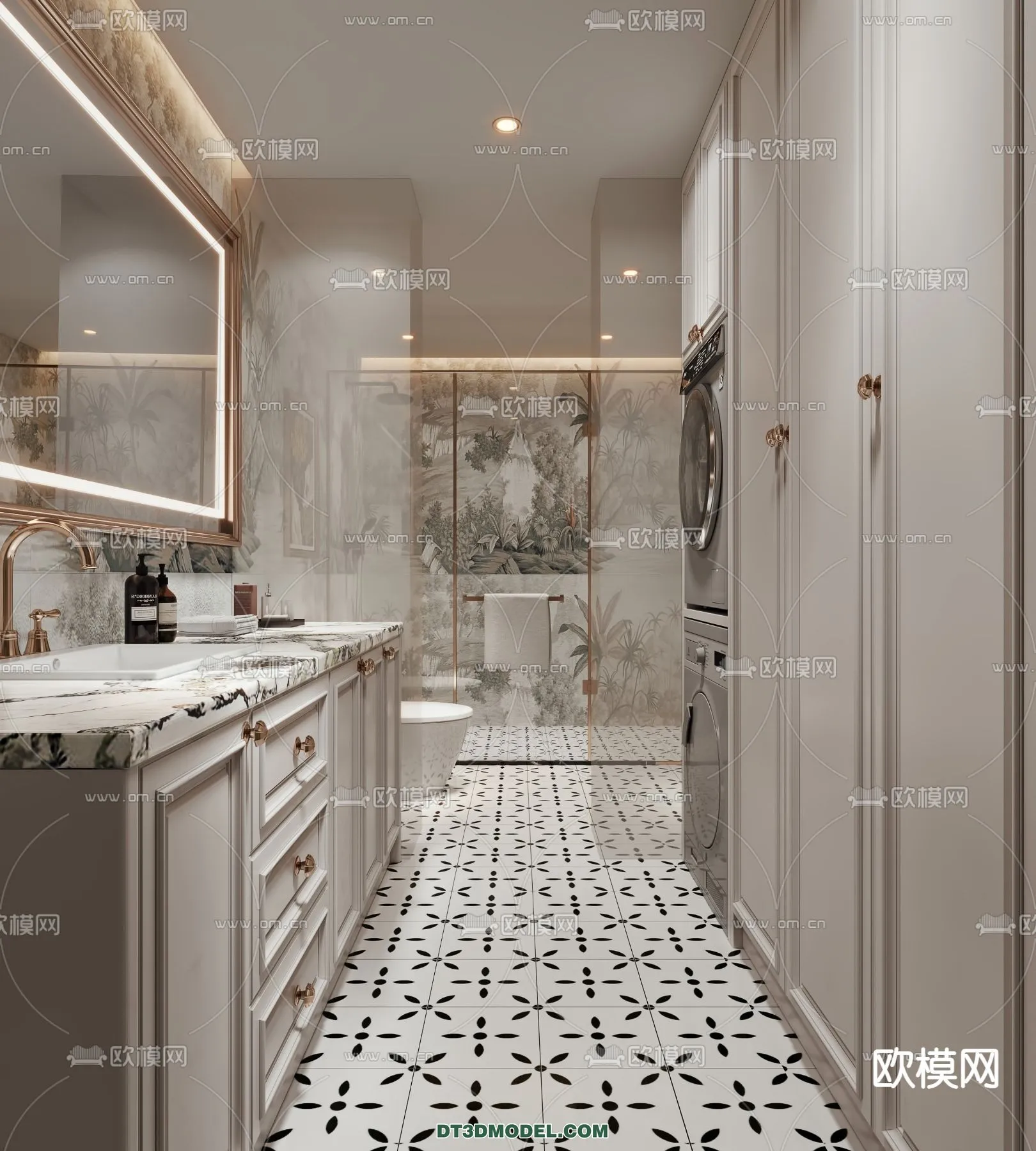 Toilet – WC – France Style – Interior 3D Scene – 004