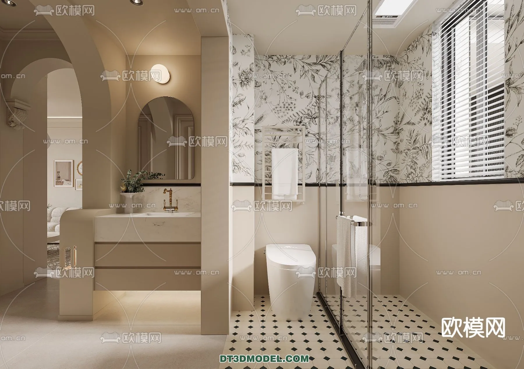 Toilet – WC – France Style – Interior 3D Scene – 011