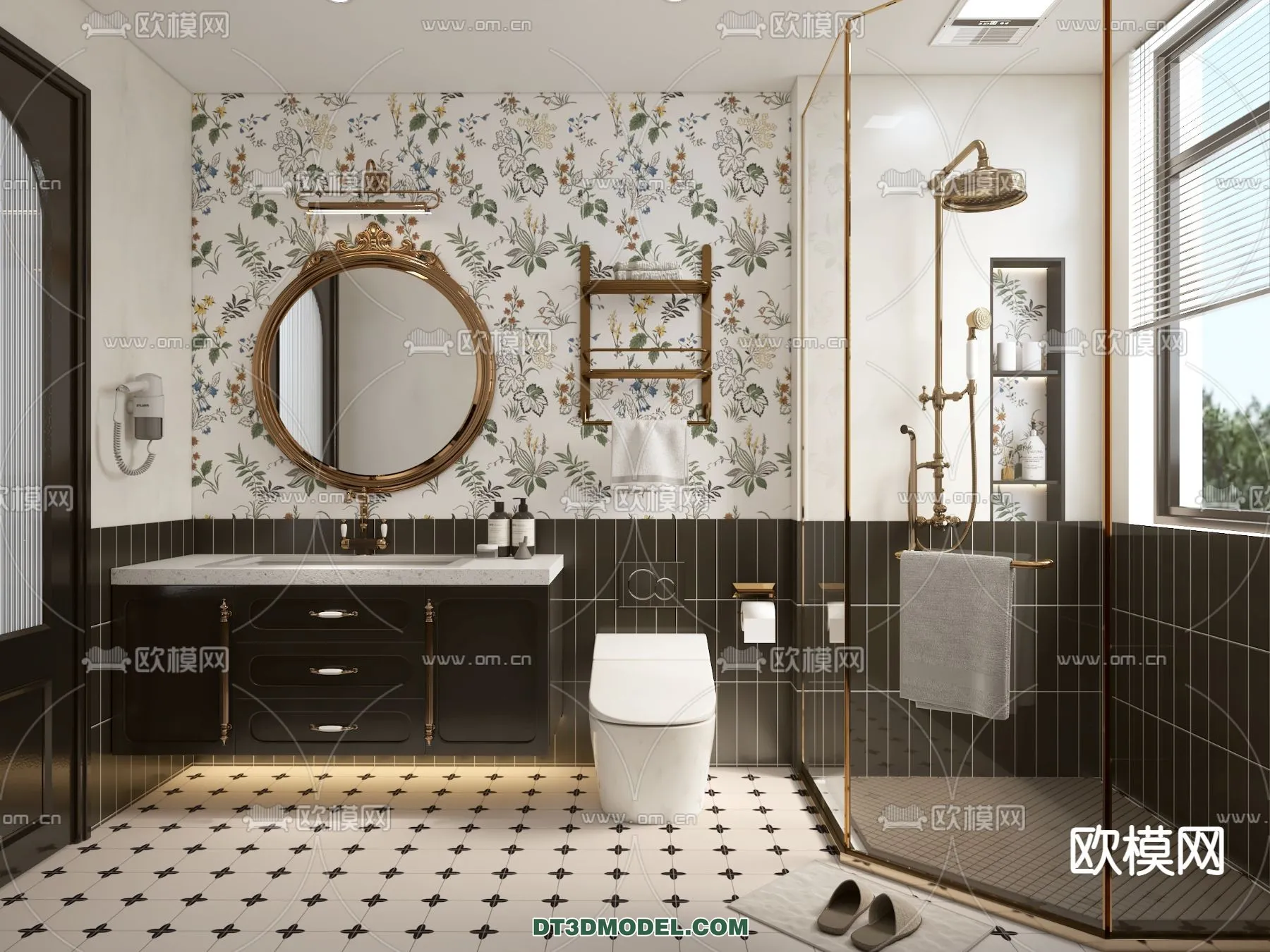 Toilet – WC – France Style – Interior 3D Scene – 018