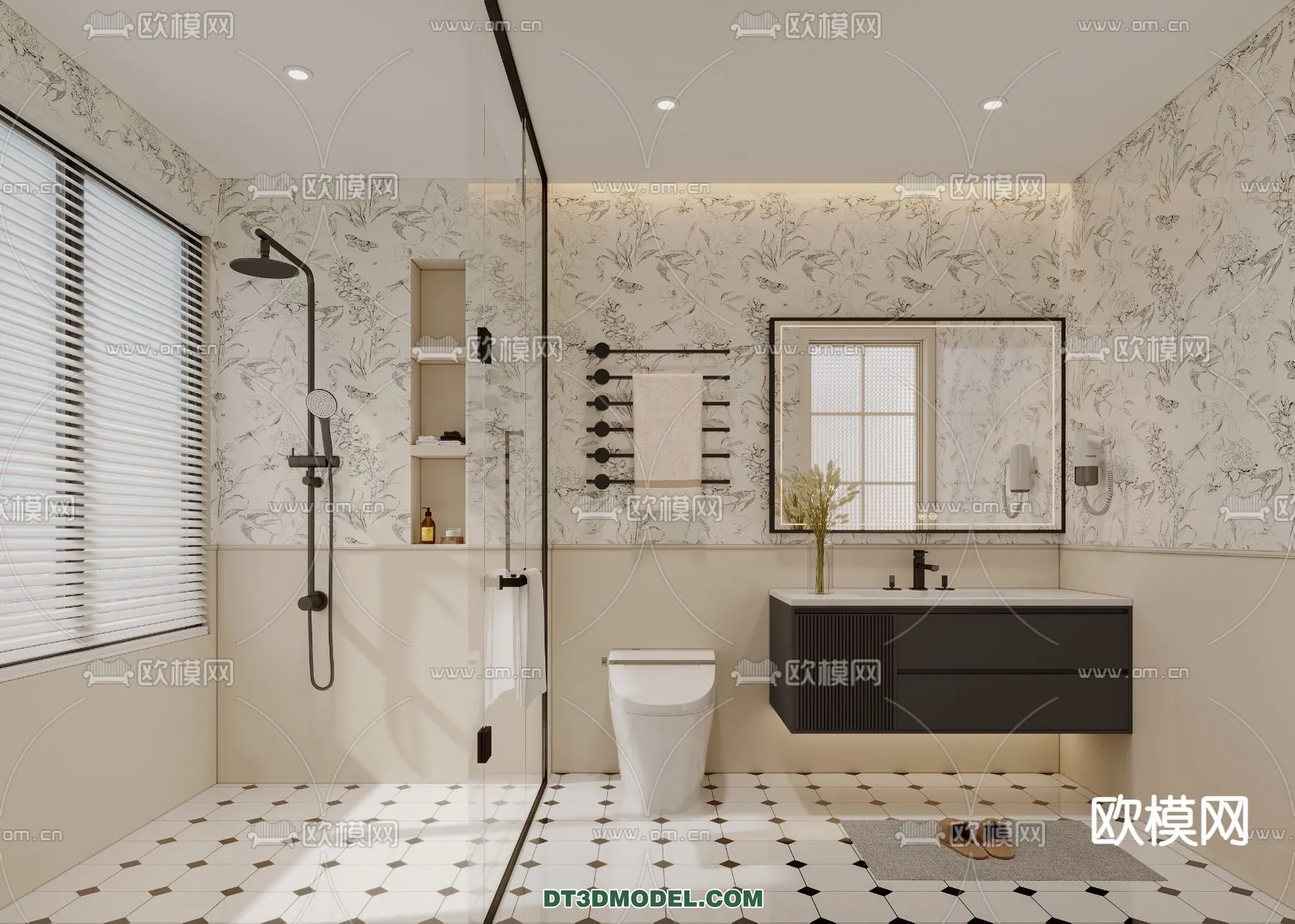 Toilet – WC – France Style – Interior 3D Scene – 022