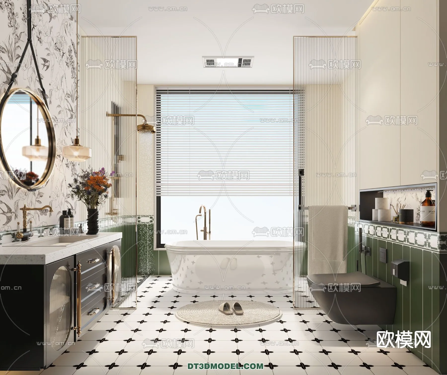 Toilet – WC – France Style – Interior 3D Scene – 030