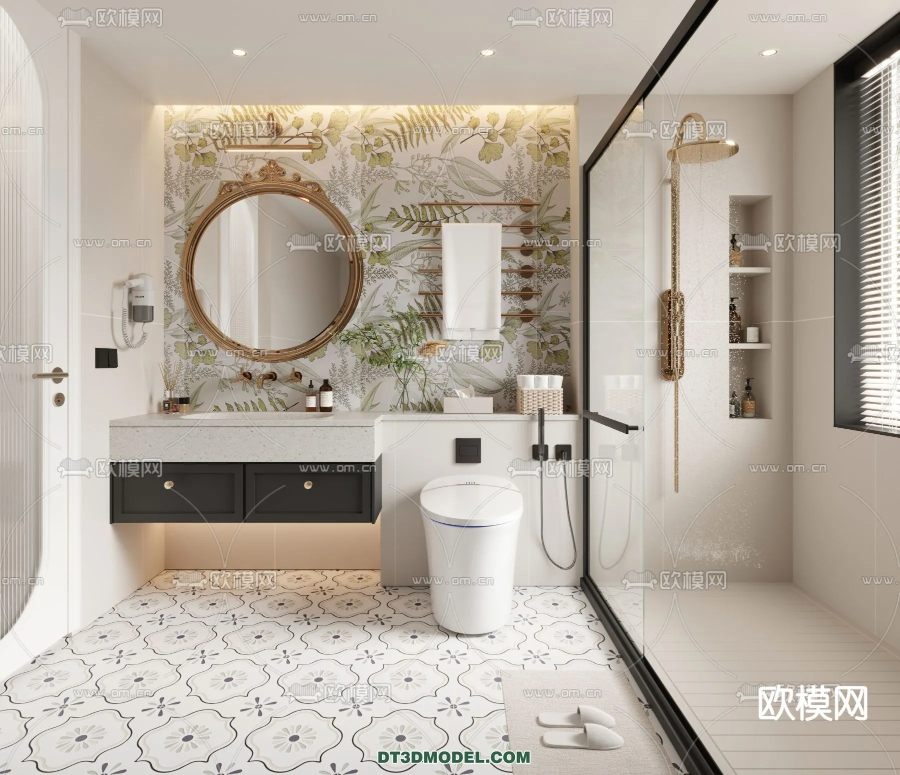 Toilet – WC – France Style – Interior 3D Scene – 038