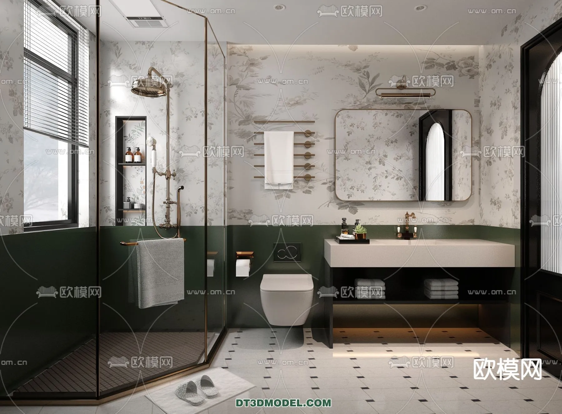 Toilet – WC – France Style – Interior 3D Scene – 045