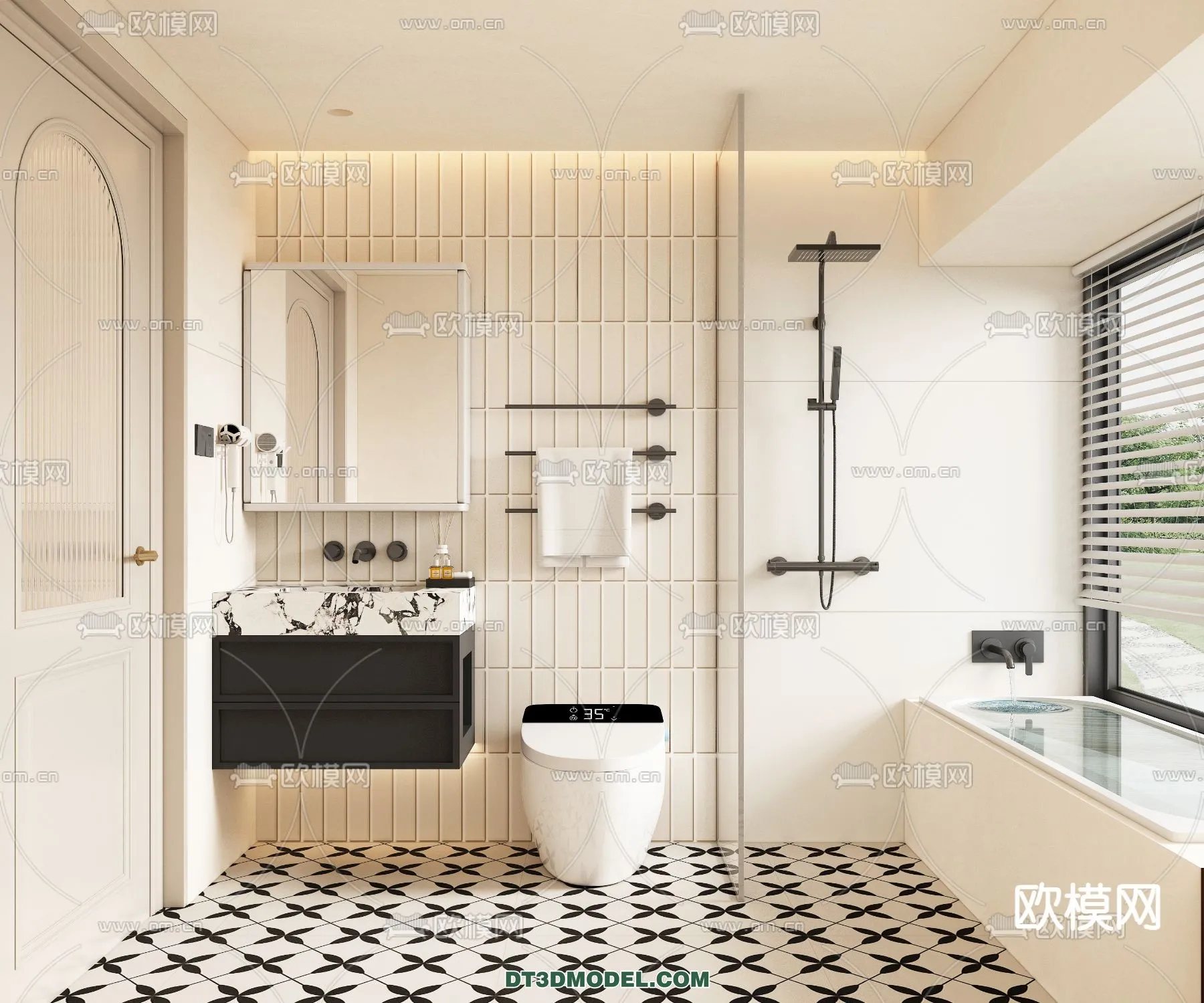 Toilet – WC – France Style – Interior 3D Scene – 058