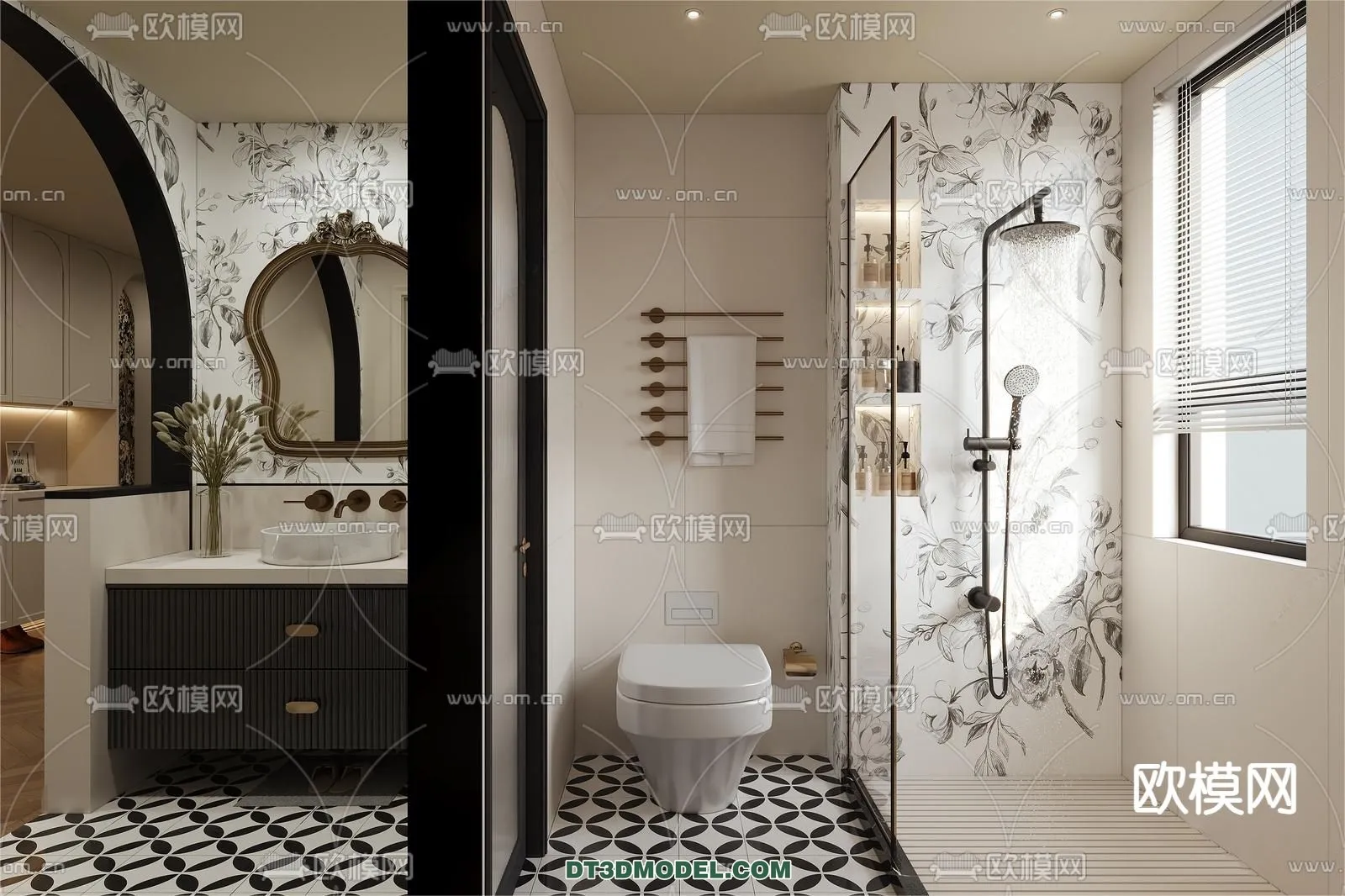 Toilet – WC – France Style – Interior 3D Scene – 079