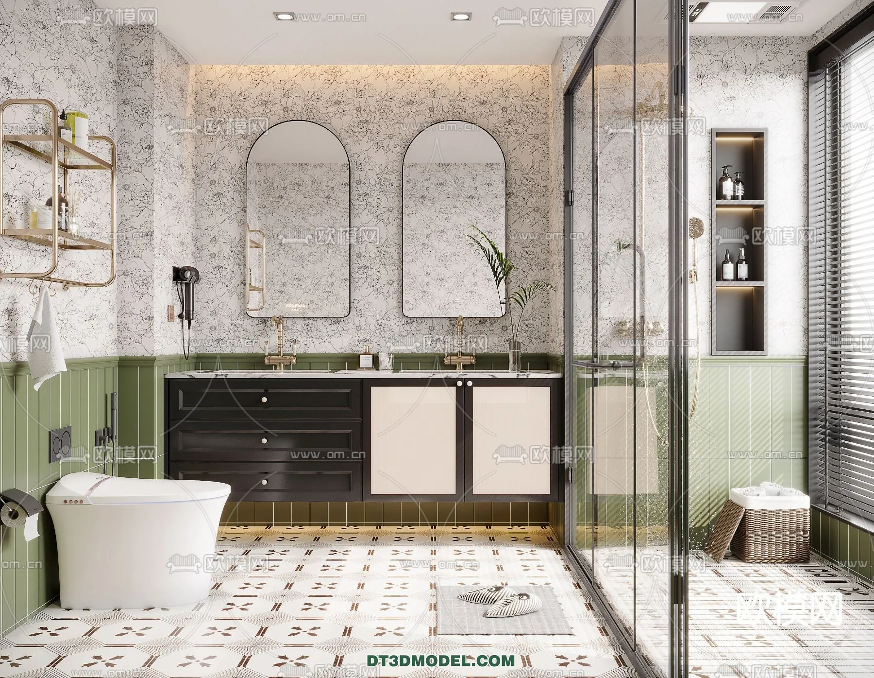 Toilet – WC – France Style – Interior 3D Scene – 080