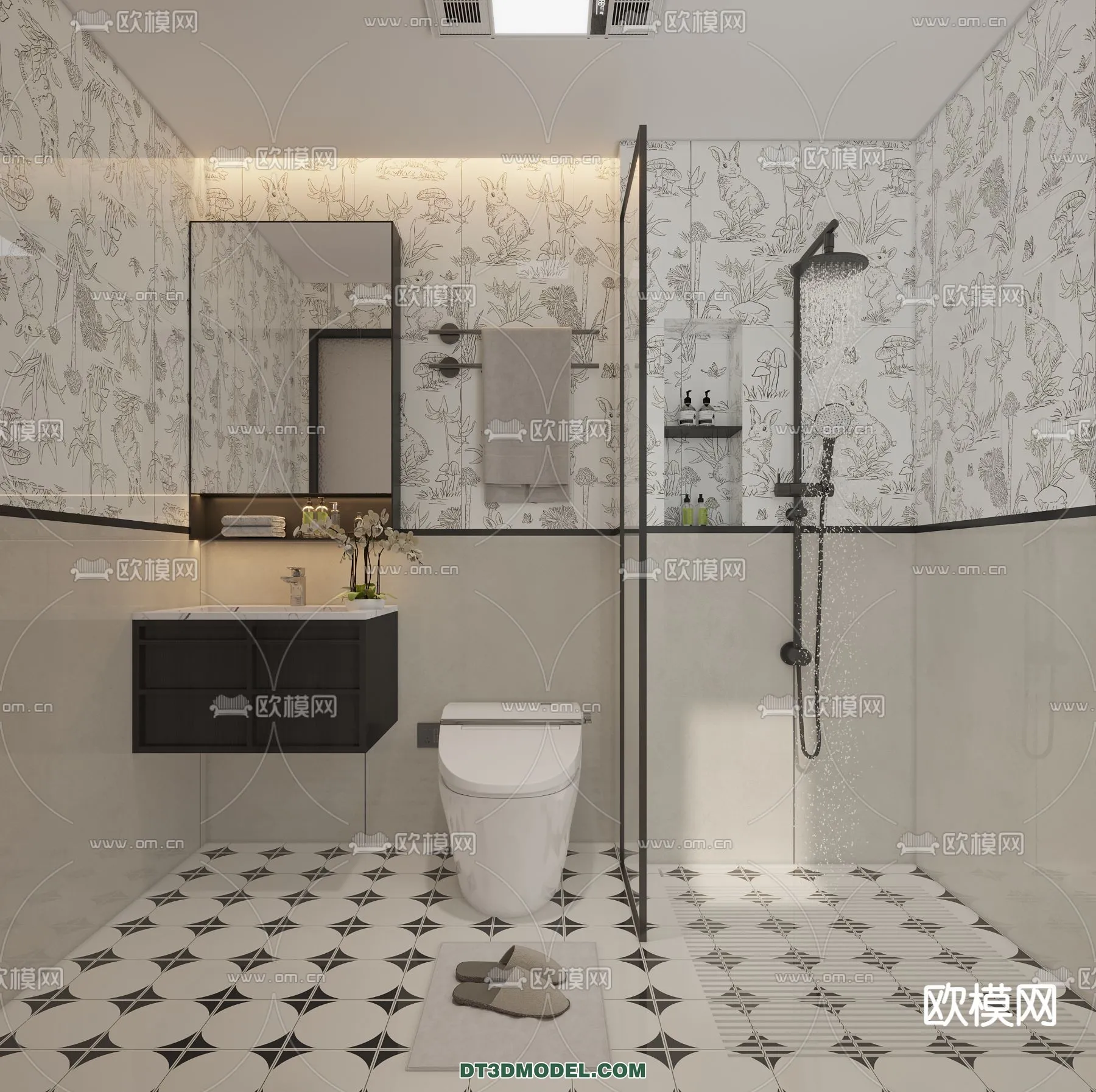 Toilet – WC – France Style – Interior 3D Scene – 091