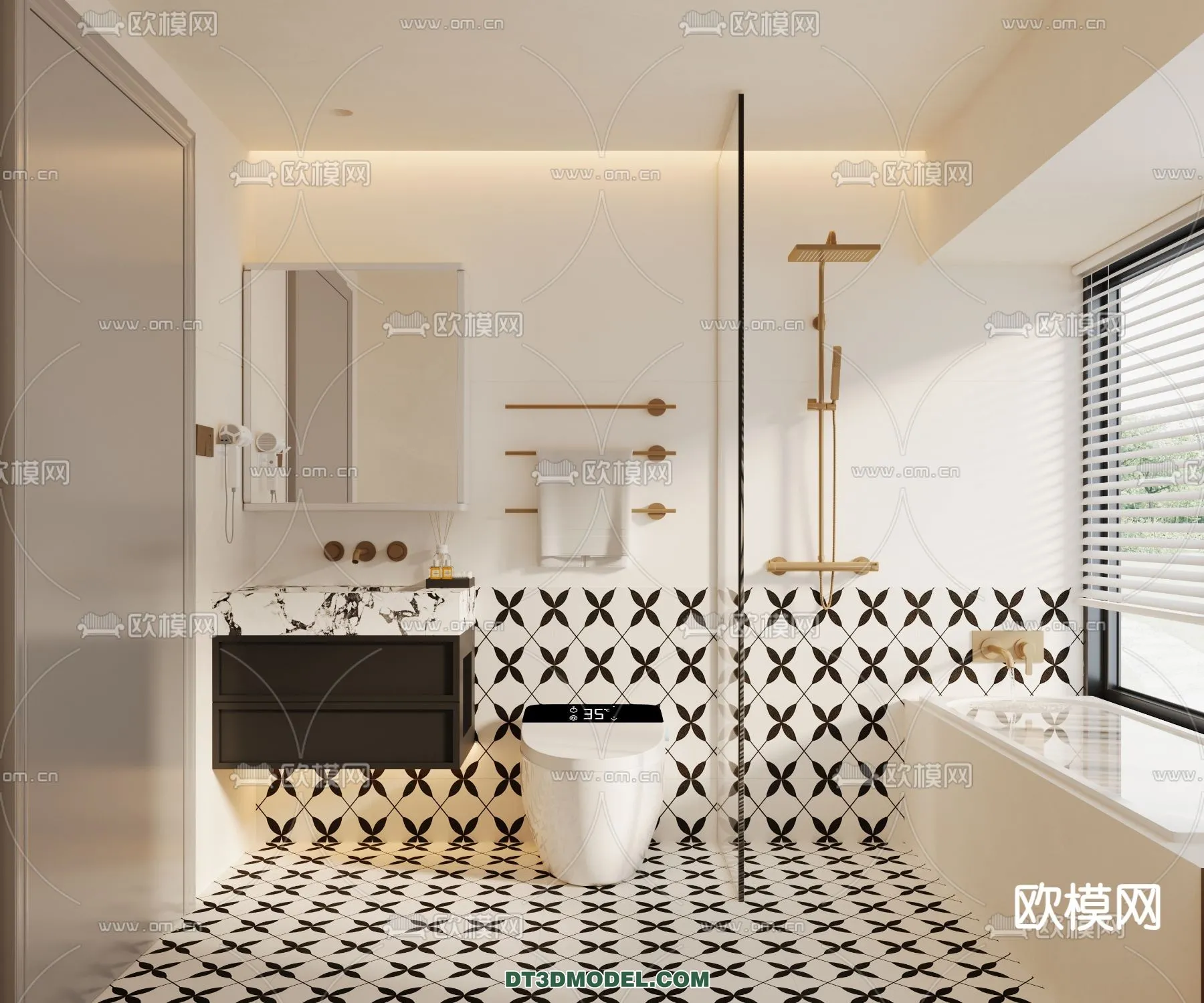 Toilet – WC – France Style – Interior 3D Scene – 097