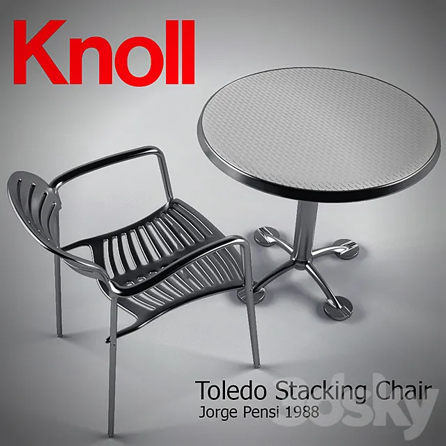 Toledo Stacking Chair and Pensi Table 3DSMax File