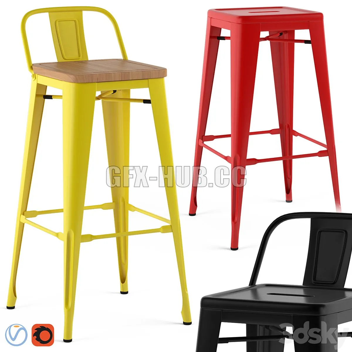 Tolix stools 3dsMax Model
