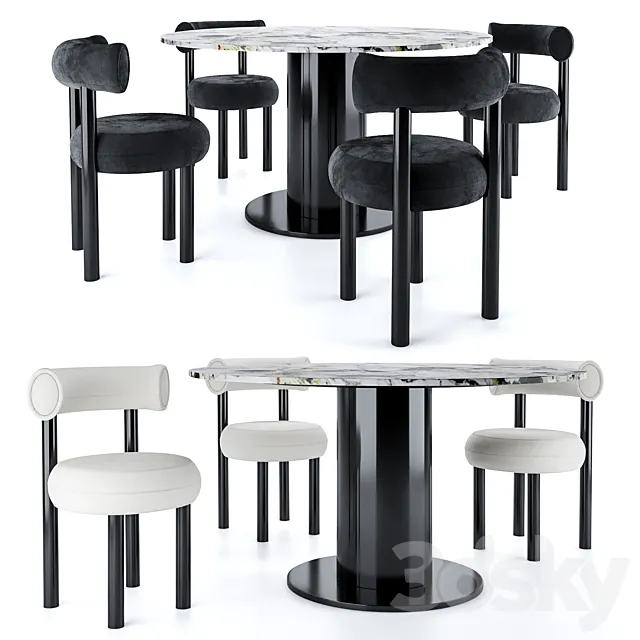 Tom Dixon FAT Dining chair & TUBE WIDE Dining table 3DS Max Model