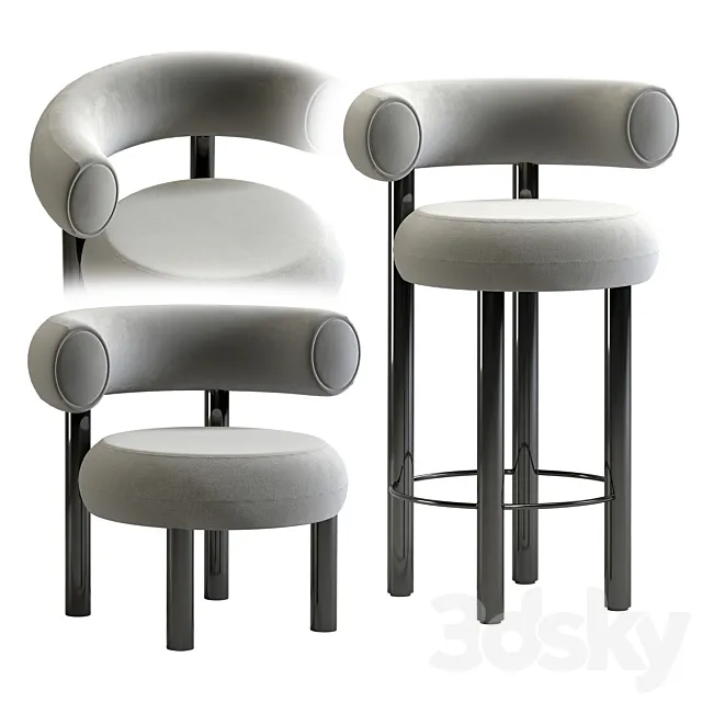 Tom Dixon Fat Lounge & Stool bar chair 3DS Max Model