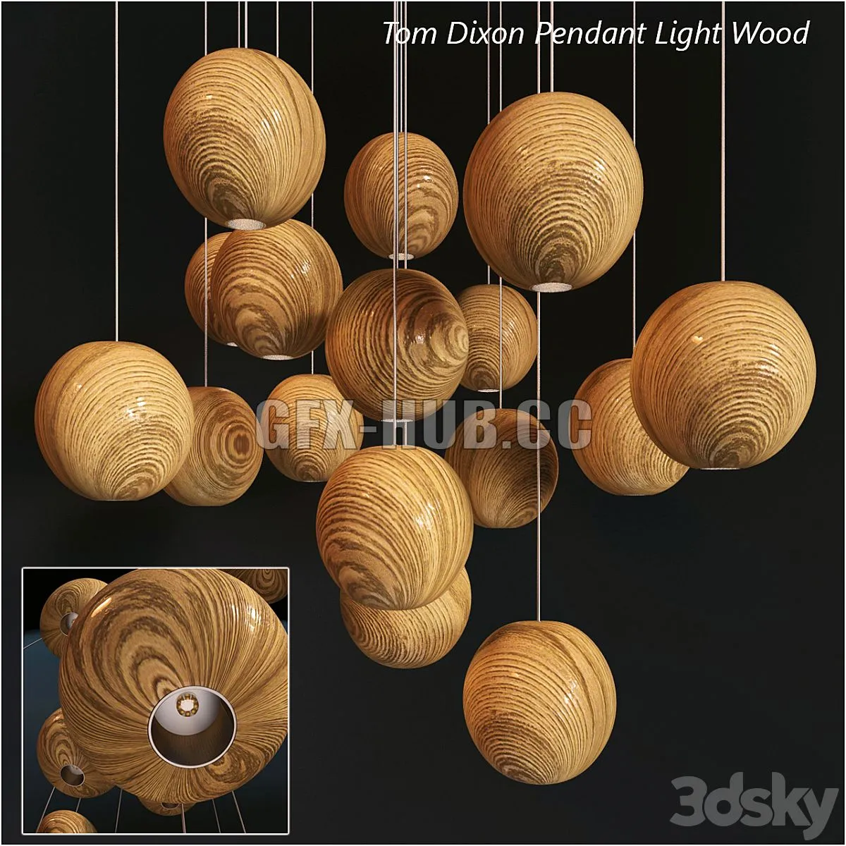 Tom Dixon Pendant Wood Light 3dsMax Model