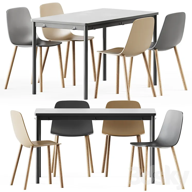 Tommaryd table by Ikea and Maarten Plastic Chair by Viccarbe 3DS Max