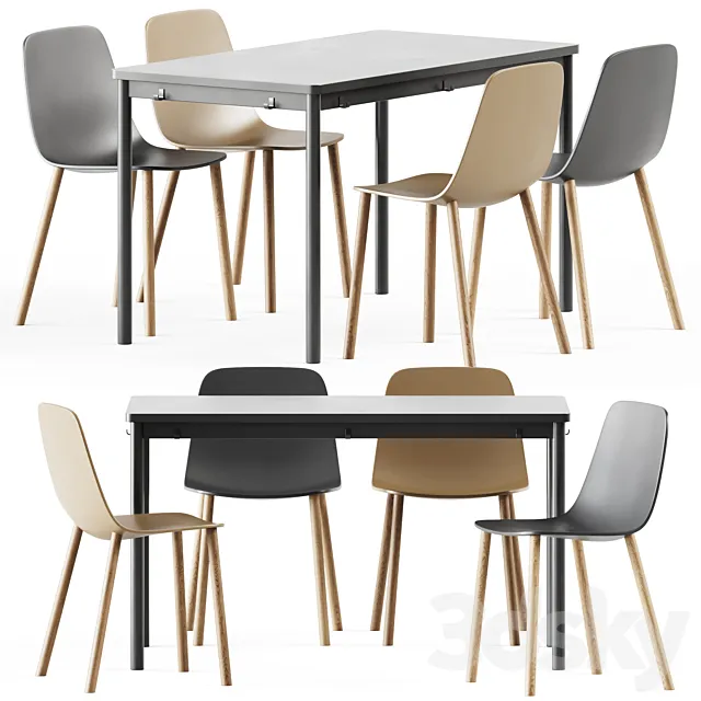 Tommaryd table by Ikea and Maarten Plastic Chair by Viccarbe 3DSMax File
