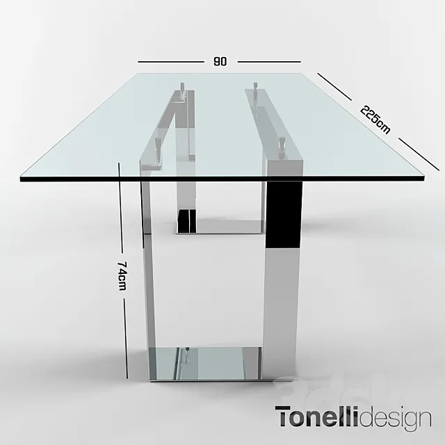 Tonelli Design MILES Rectangular glass table 3DS Max Model