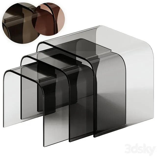 Tonin Casa ANEMONE Glass coffee tables Set 3dsMax Model