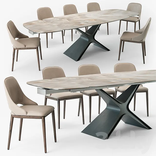 Tonin Casa Calliope table Malva chair 3DSMax File