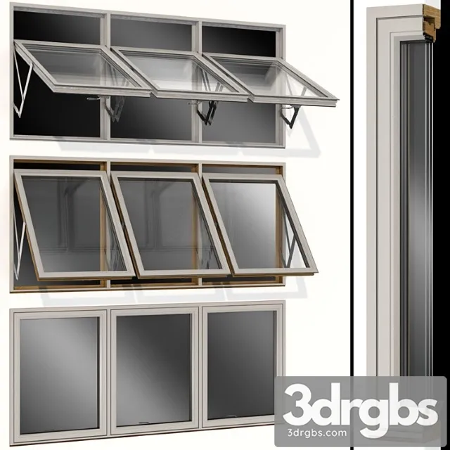 Top swing hinged wooden metal window