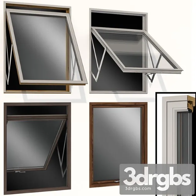 Top swing hinged wooden metal window_1