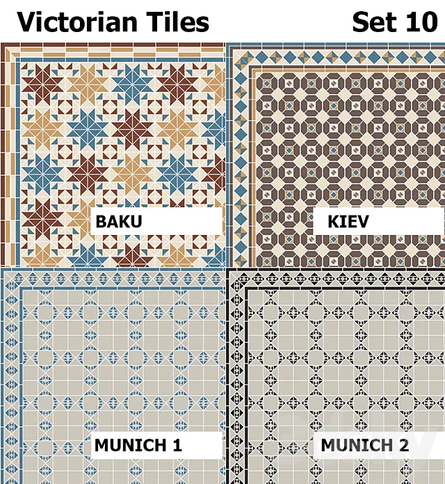 Topcer Victorian Tiles Set 10 3DS Max Model