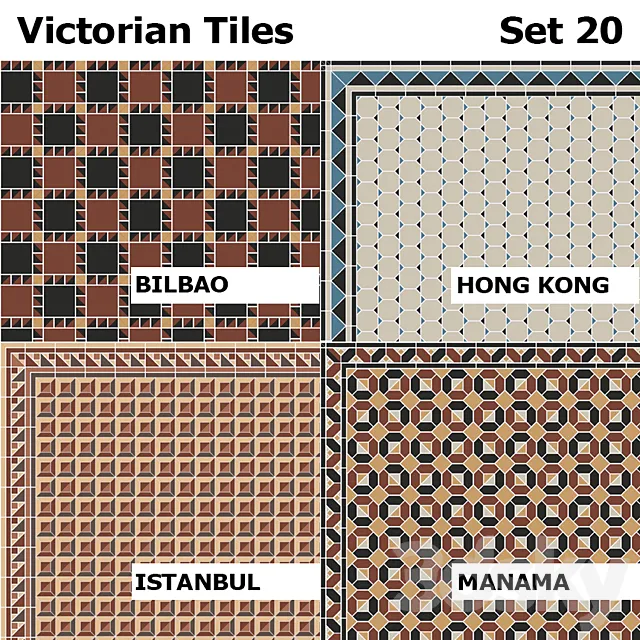 Topcer Victorian Tiles Set 20 3DS Max Model