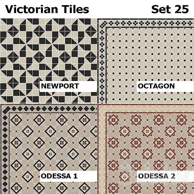 Topcer Victorian Tiles Set 25 3DS Max Model