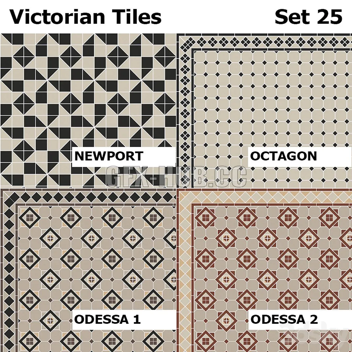 Topcer Victorian Tiles Set 25 3dsMax Model