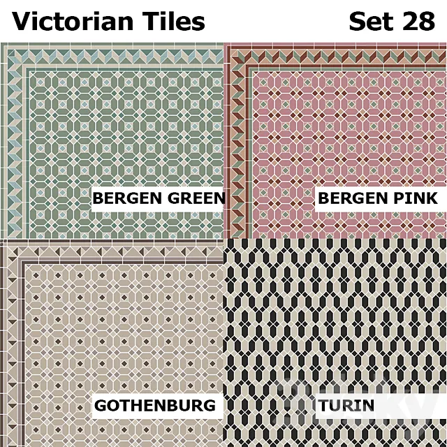 Topcer Victorian Tiles Set 28 3DS Max Model