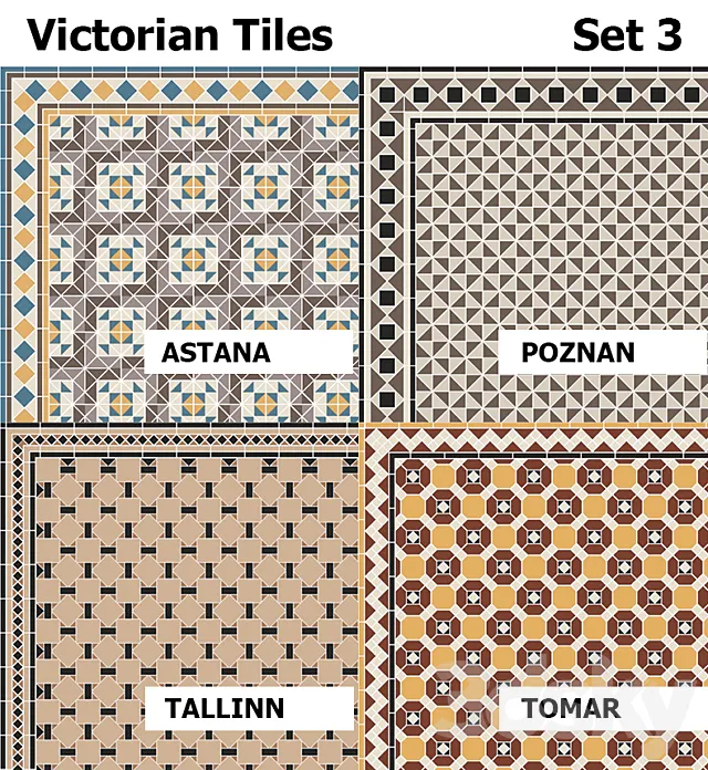 Topcer Victorian Tiles Set3 3ds Max