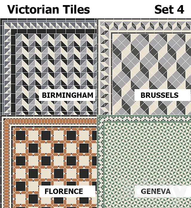 Topcer Victorian Tiles Set4 3DS Max Model