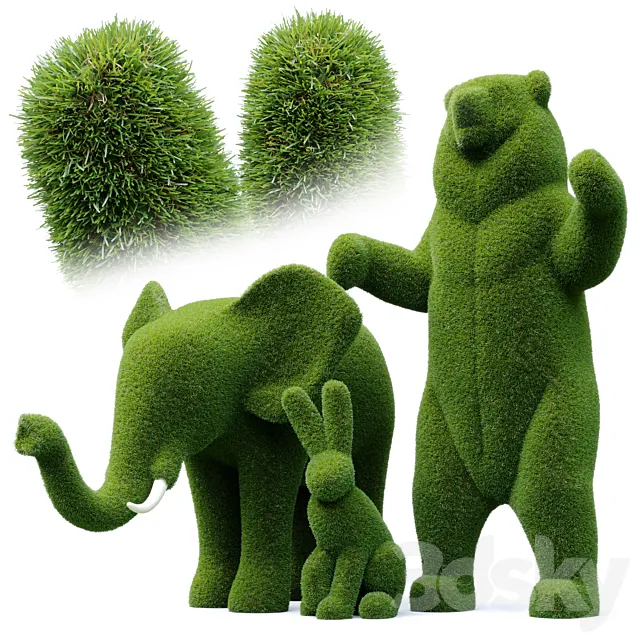 Topiary “Bacho” Bear Hare and Elephant 3DSMax File