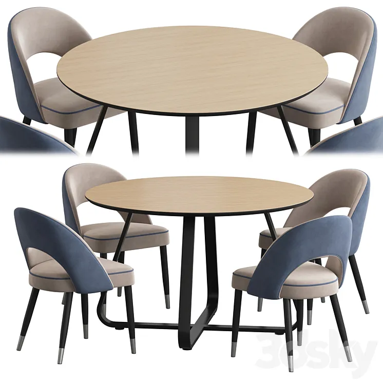 Toronto table Holly chair Dining set 3DS Max
