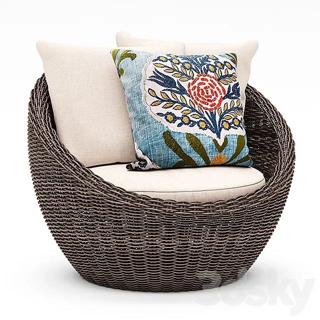 TORREY ALL-WEATHER WICKER PAPASAN CHAIR ESPRESSO 3ds Max