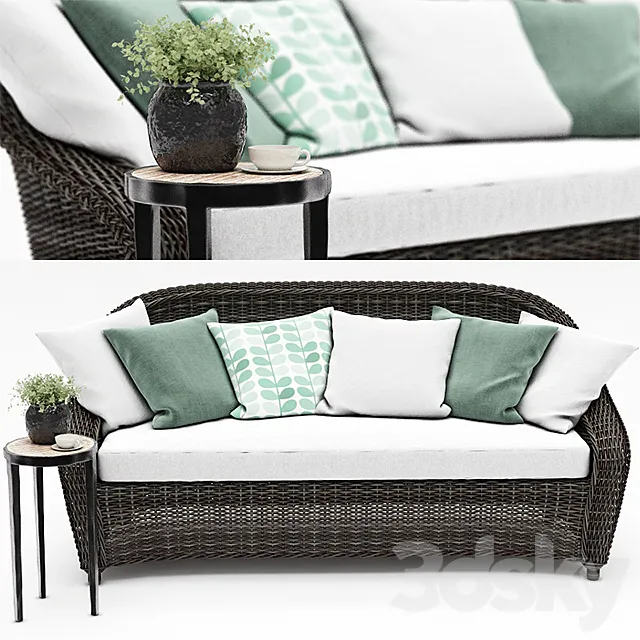 TORREY ALL-WEATHER WICKER ROLL-ARM SOFA from Pottery barn 3DS Max Model