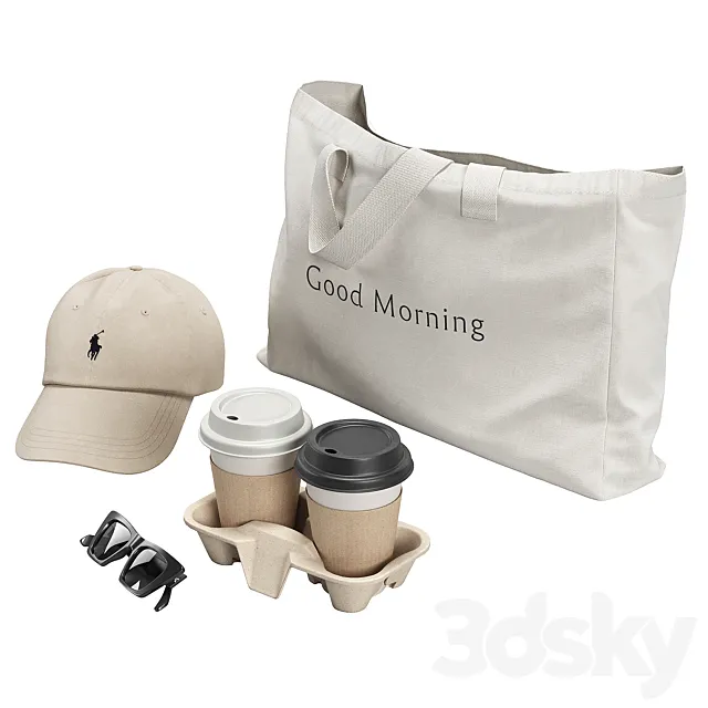 Tote Bag & Paper Cups 3ds Max