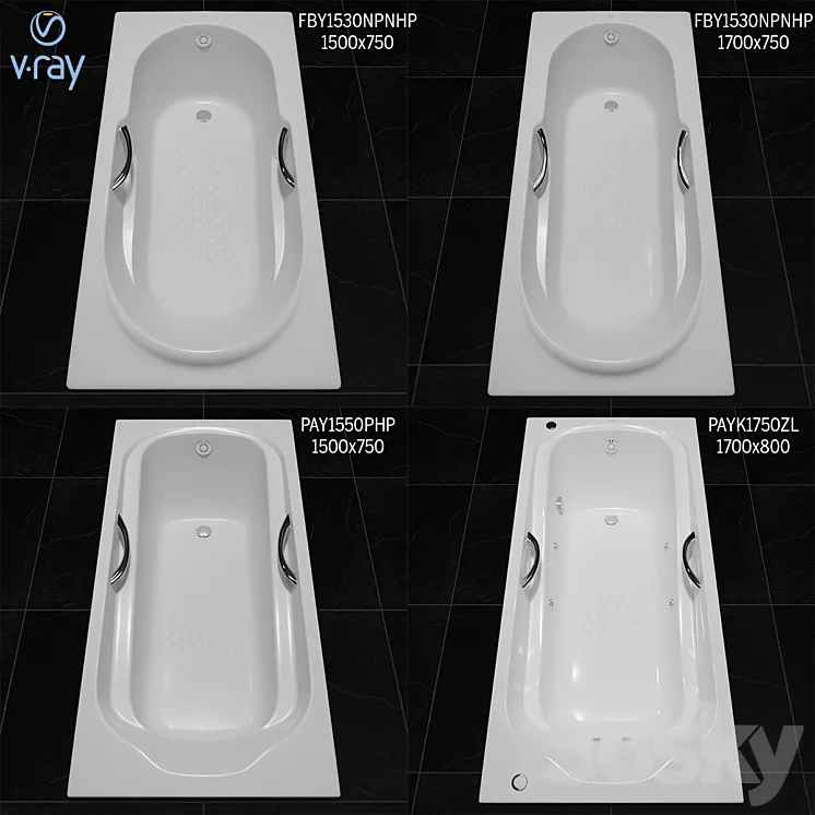 Toto Bathtub: Fby1530 Npnhp Fby1720 Np Pay1550 Php Payk1750 Zlrhpe 3DS Max