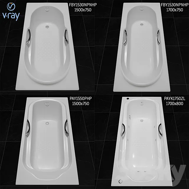 Toto Bathtub: Fby1530 Npnhp. Fby1720 Np. Pay1550 Php. Payk1750 Zlrhpe 3DSMax File