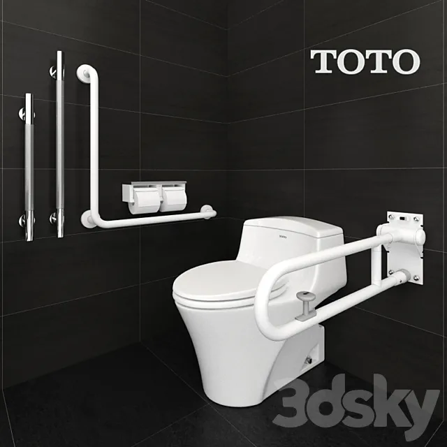 toto toilets CW923SGUR and Accessible equipment 3DS Max Model